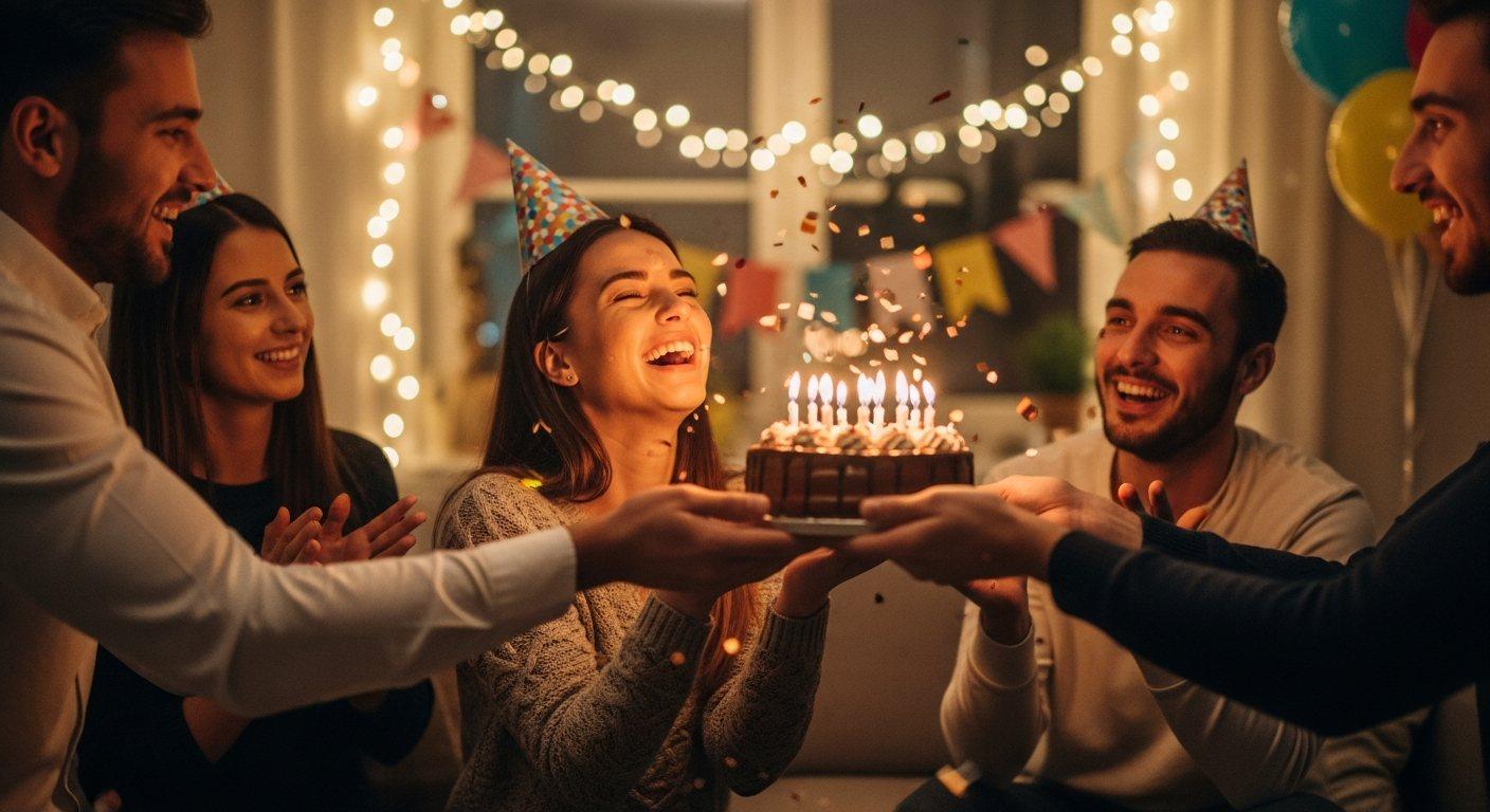 Birthday video editing — example film still